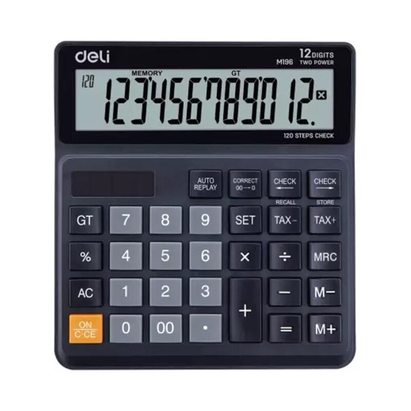 Deli WM19620 Smart Series Desktop Basic Calculator with Tax & GT Keys 12 Digit. 120 Step Check. Black