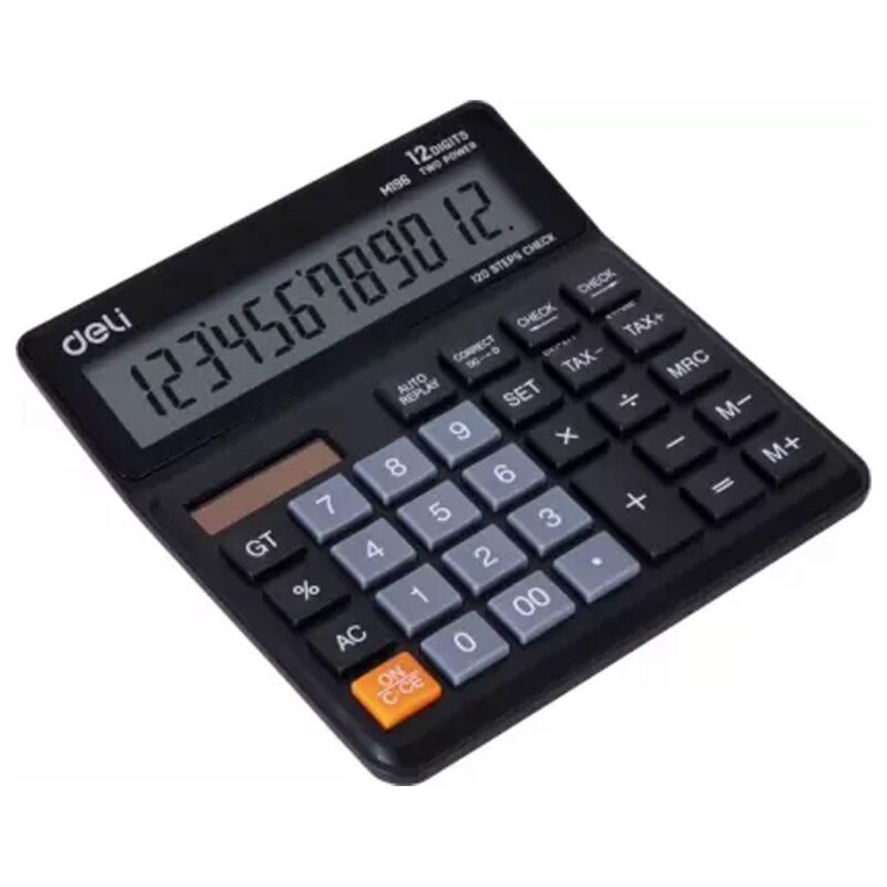 Deli WM19620 Smart Series Desktop Basic Calculator with Tax & GT Keys 12 Digit. 120 Step Check. Black