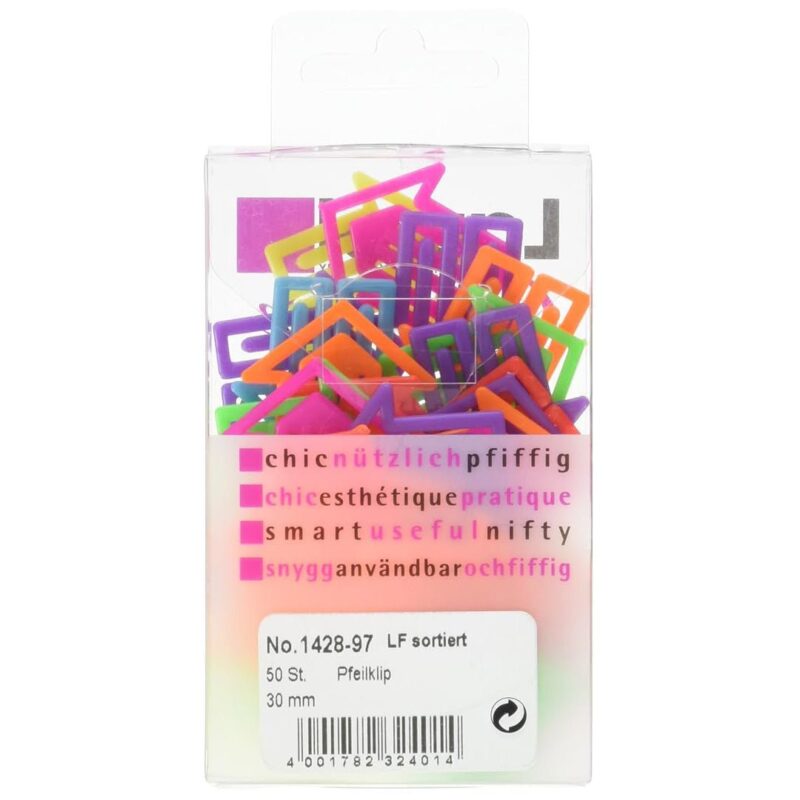 Laurel Arrow Paper Marker Clip Assorted 30mm-Pack of 50