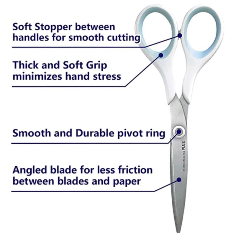 PLUS JAPAN Fitcut Slim Scissors-WHITE/BLUE